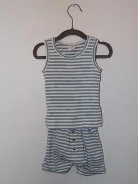 Striped Blue & White Kids Tank and Short Matching Set